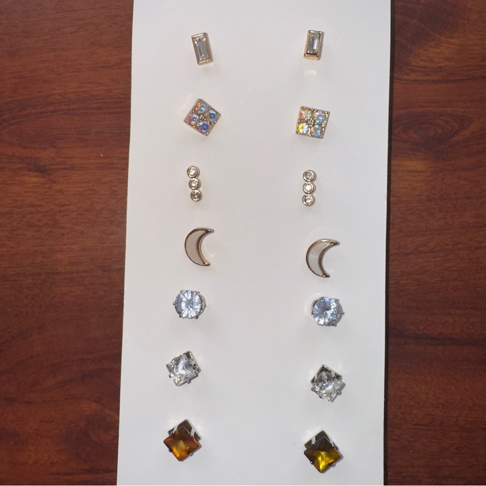 Whimsy Moon and Cubic Zirconia Earring Set